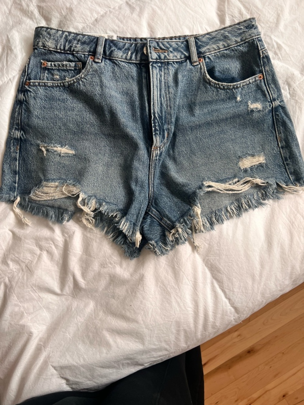 Garage Light Blue Distressed Denim Jean Shorts